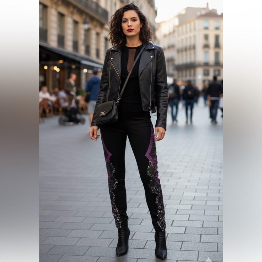 Custo Barcelona leather/sequined pants size L